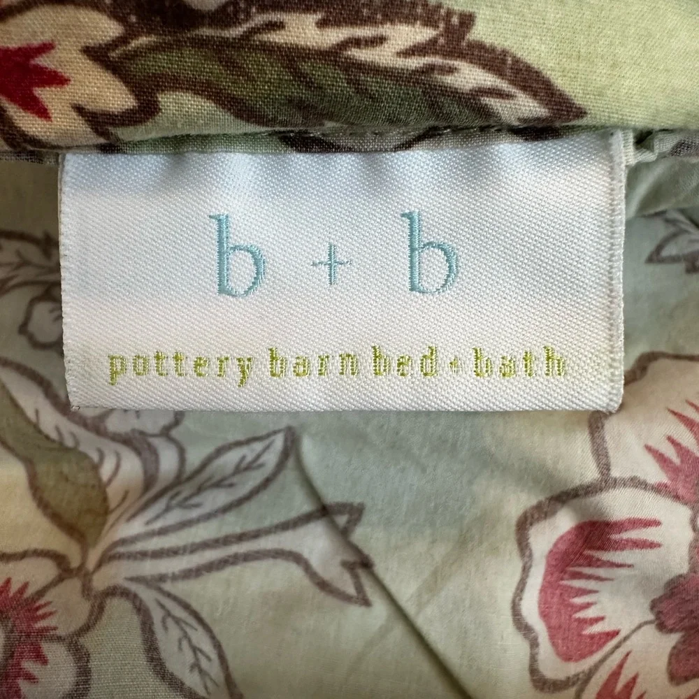 Pottery Barn Duvet Cover Light Green Pink Floral Boho Cottagecore 94”x80”